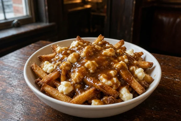 Classic poutine with hand-cut fries, cheese curds and gravy